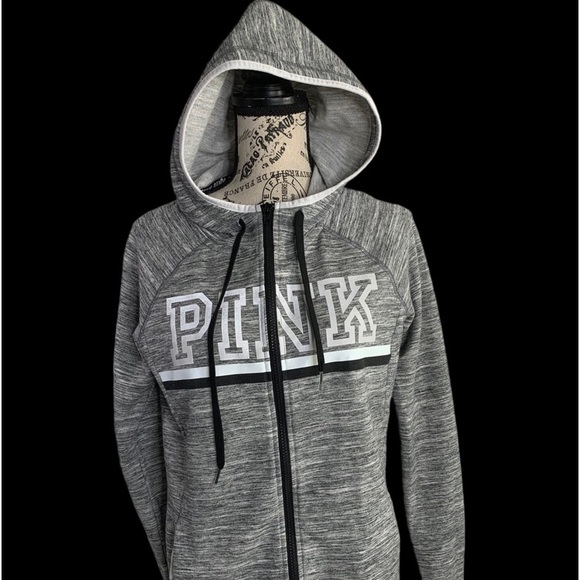 VS PINK Women’s XS full Zip Hooded Jacket thumb holes Drawstring hood & pockets - Picture 1 of 13